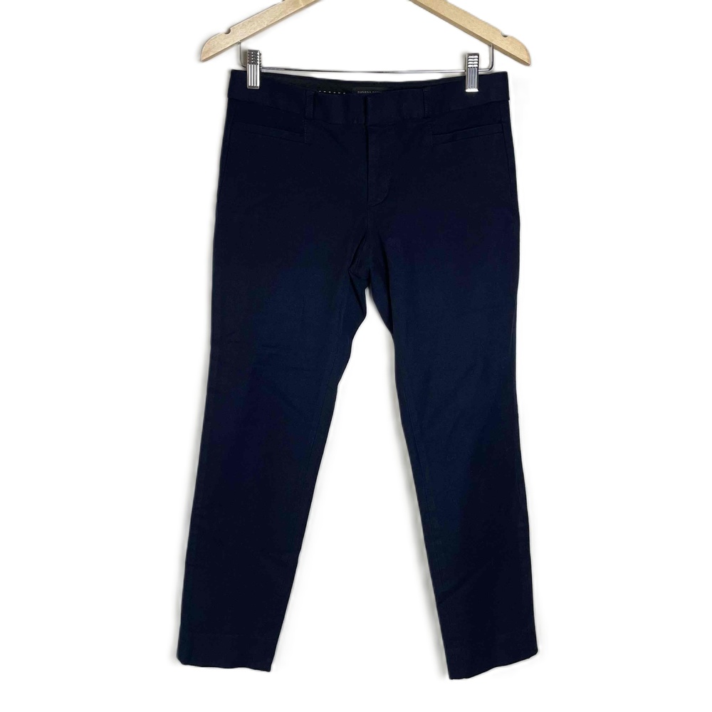 Banana Republic Women's Navy Blue Flat Front Mid Rise Ponte Ankle Pants Size 4